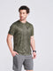 Men's Olive Printed Round Neck T-Shirt