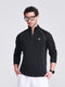 Men's Black Solid Stand Collar Jacket