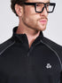 Men's Black Solid Stand Collar Jacket