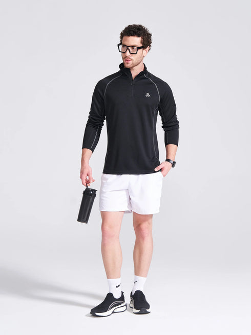 Men's Black Solid Stand Collar Jacket
