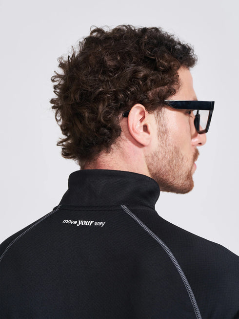 Men's Black Solid Stand Collar Jacket