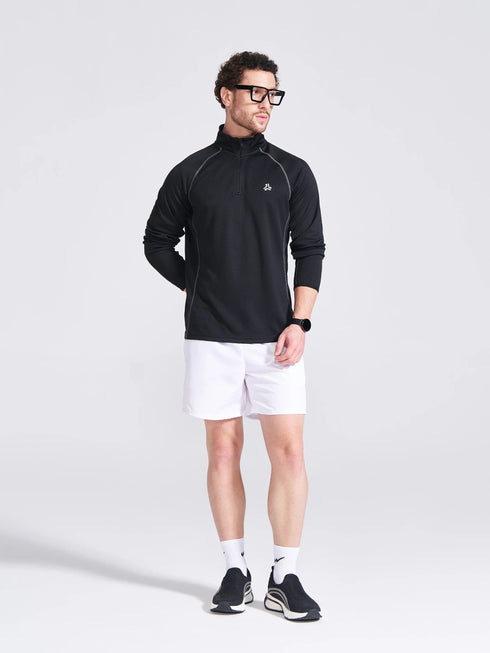Men's Black Solid Stand Collar Jacket