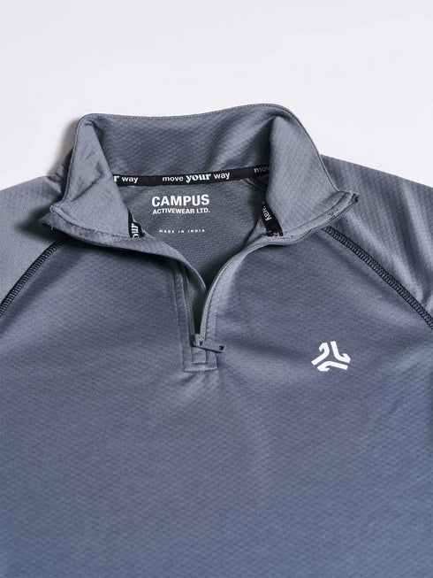 Men's Grey Solid Stand Collar Jacket