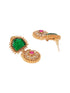 Traditional Gold Jewelry Set with Green and Red Stones