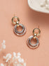 Anti-Tarnish Rose Gold 3 Toned Circular Hoops Drop Earrings