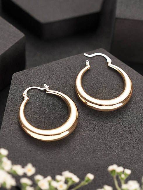 Anti-Tarnish Gold Plated Chic Chunky Hoop Earrings