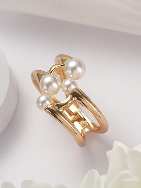 Anti-Tarnish Gold Plated Big Pearl Studded Cuff Kada Bracelet