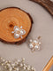 Dual Gold Toned AD & Pearl Studded Flower Delicate Studds Earrings