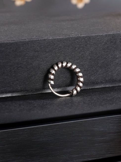 925 Sterling Silver Oxidised Hoop Bali Nose Ring