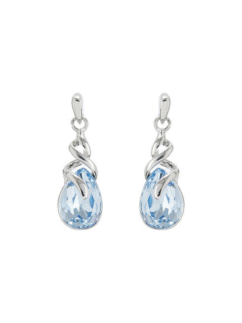 Elegant Blue Teardrop Pendant Necklace & Earrings Set