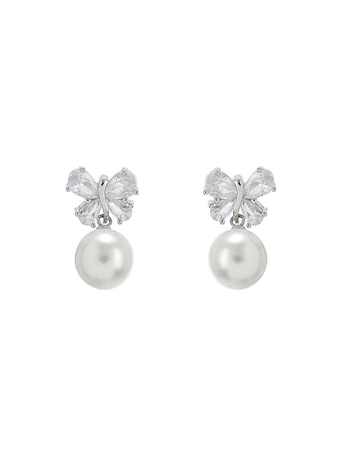 Elegant Pearl & Butterfly Pendant with Matching Earrings