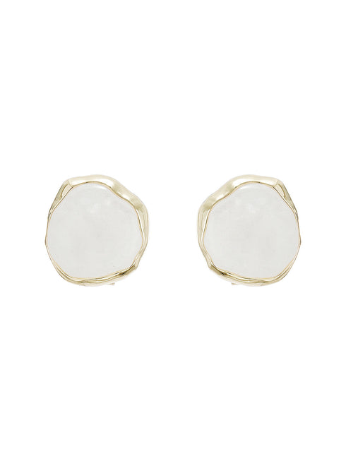 Elegant White Stone Pendant Necklace & Earrings Set