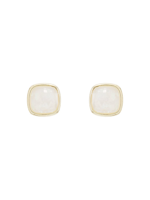 Elegant Square Stone Pendant Necklace & Earrings Set