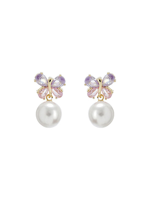 Elegant Butterfly Pearl Pendant Necklace & Earrings Set for Women