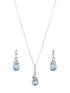Elegant Blue Teardrop Pendant Necklace & Earrings Set