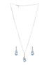 Elegant Blue Teardrop Pendant Necklace & Earrings Set