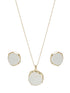 Elegant White Stone Pendant Necklace & Earrings Set