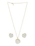 Elegant White Stone Pendant Necklace & Earrings Set