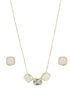 Elegant Square Stone Pendant Necklace & Earrings Set