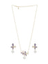 Floral Butterfly Pearl Pendant Necklace & Earrings Set
