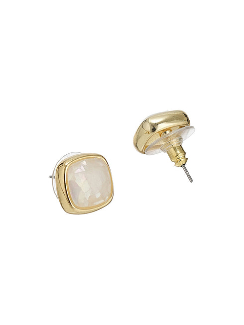 Elegant Square Stone Pendant Necklace & Earrings Set
