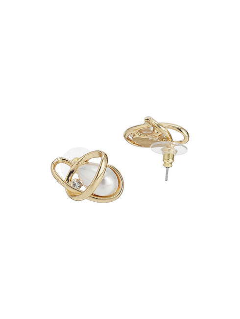 Elegant Pearl Pendant with Modern Gold-Tone Design