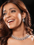 Silver Toned Sapphire Blue AD Studded Statement Delicate Necklace Jewellery Set