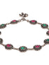 Set of 2 Silver Oxidised Ruby Red & Green Stone Studded Minimal Bridal Dailywear Anklet Payal
