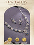 Silver Toned Sapphire Blue AD Studded Floral Delicate Statement Jewellery Set