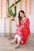 Mahima in Fizaa Rayon Cotton Chikankari Kurta - Red