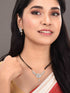 Gold Plated Black & White AD Studded & Beaded Mangalsutra Earrings