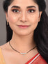 Gold Plated Black & White AD Studded & Beaded Mangalsutra Earrings