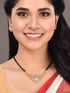 Gold Plated Black & White AD Studded & Beaded Mangalsutra Earrings