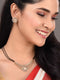 Gold Plated Black & White AD Studded & Beaded Mangalsutra Earrings