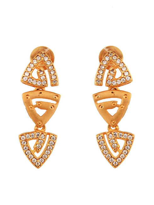 Gold Plated AD Studded Triangle shaped Handcrafted Necklace Jewellery Set