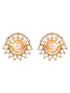 Gold Plated Black & White AD Studded & Beaded Mangalsutra Earrings