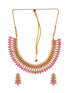 Gold Plated Red stone studded Handcrafted Leaf design Temple Jewellery Set