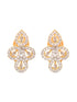 Gold Plated Black & White AD Studded & Beaded Mangalsutra Earrings