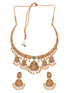 Gold Plated Multi stone studded Pearl beaded Handcrafted Temple Jewellerey Set