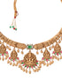 Gold Plated Multi stone studded Pearl beaded Handcrafted Temple Jewellerey Set