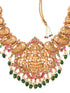 Gold Plated Kemp stone studded Temple design Necklace Green beads Jewellery set