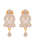 Gold Plated Black & White AD Studded & Beaded Mangalsutra Earrings
