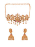 Gold Plated Multi stone studded Handcrafted Exquisite Temple Lakshmi ji & Peacock Design Jewellery Set