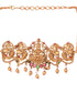 Gold Plated Multi stone studded Handcrafted Exquisite Temple Lakshmi ji & Peacock Design Jewellery Set