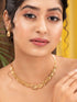 Gold Plated AD Studded Oval shaped Handcrafted Necklace Jewellery Set