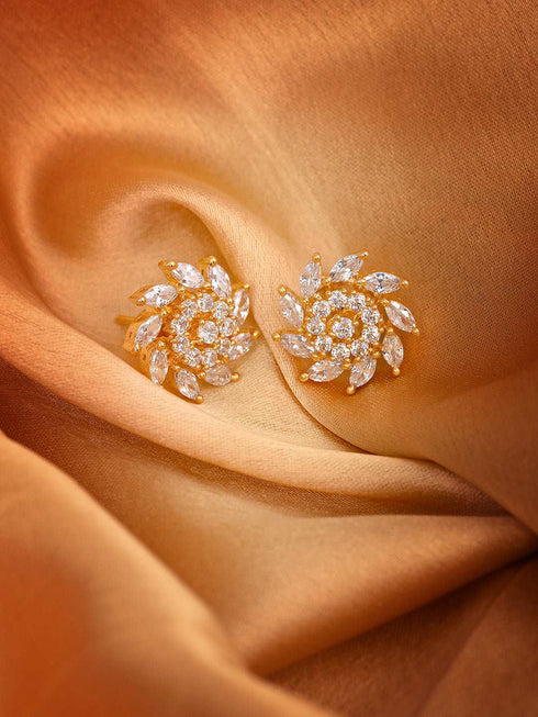 Gold plated AD studded Sparkling star Stud Earrings