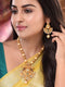 Antique Gold Plated Kundan studded Rajwadi Temple Pendant Jewellery Set