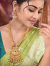 Gold Plated Kundan & Pearl studded Rajwadi Long Temple Necklace Jewellery Set