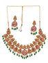 Gold Plated Kemp stone Studded Peacock Motif Temple Bridal Choker Jewellery Set