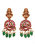 Gold Plated Kemp stone Studded Peacock Motif Temple Bridal Choker Jewellery Set